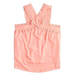 J. Crew Drapey Wrap Front Top Size 12 Coral Sleeveless Sleeveless Dressy Halter